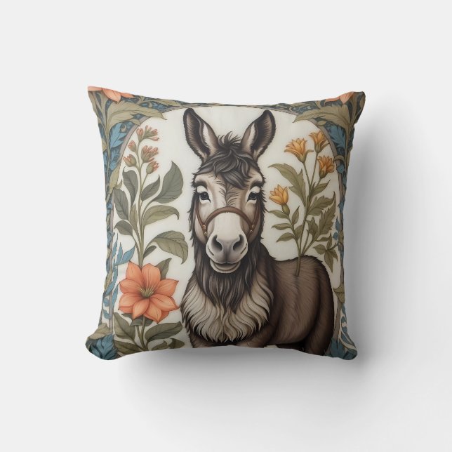 Farmhouse Donkey William Morris Inspired Kudde (Framsida)
