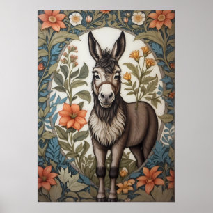 Farmhouse Donkey William Morris Inspired Poster