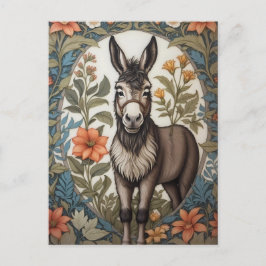 Farmhouse Donkey William Morris Inspired Vykort