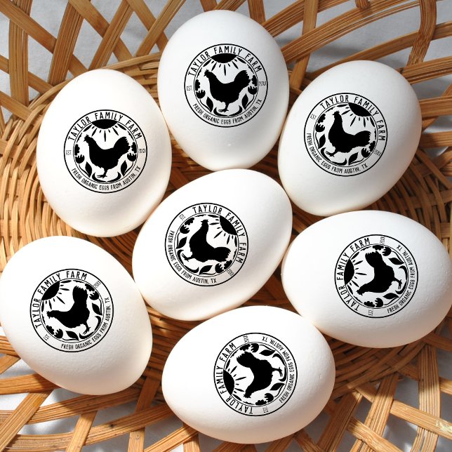Farmhouse Eggs Family Farm Rustic Round Chicken Stämpel (Skapare uppladdad)