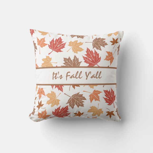Farmhouse Fall Decor med Löv Mönster Kudde (Framsida)