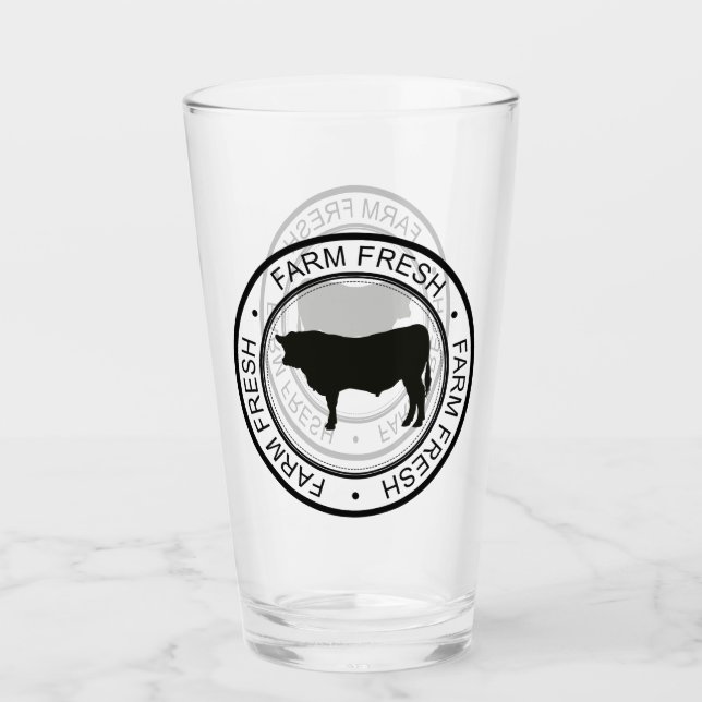 Farmhouse Farm Fresh Bull Cow Silhouette Glaskopp (Framsida)