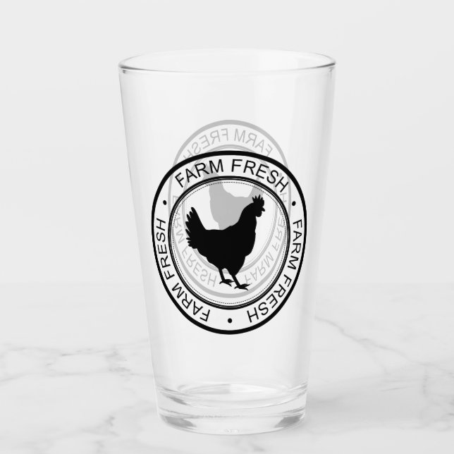 Farmhouse Farm Fresh Hen Silhouette Glaskopp (Framsida)