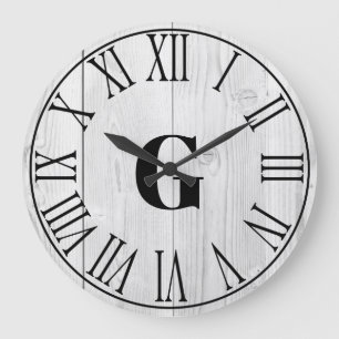 Farmhouse Faux White Wood & Black Stor Klocka
