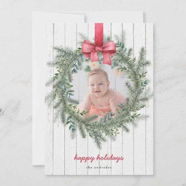 Farmhouse Fotojulens kransutandningskontroll Julkort (Framsida)