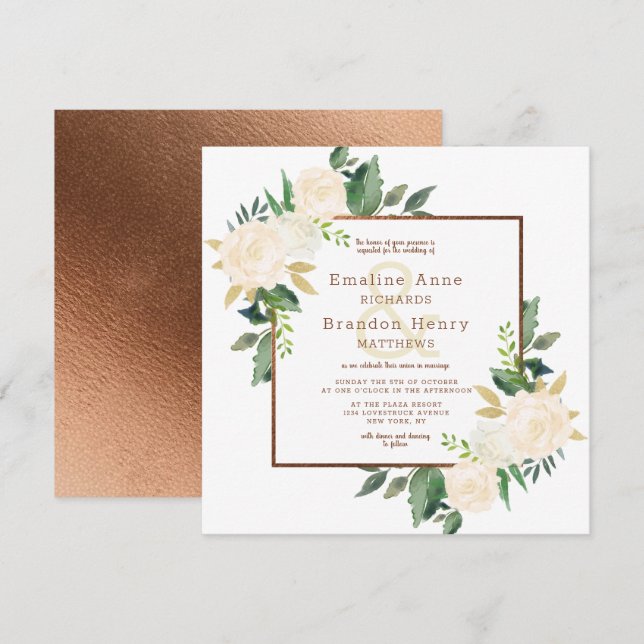 Farmhouse Fresh Rustic Land Fall Square Bröllop Inbjudningar (Fram/baksida)