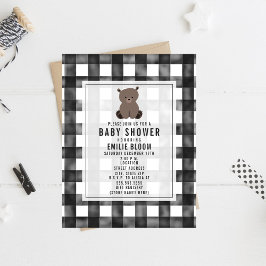 Farmhouse Gingham Bear Baby Shower Inbjudningar