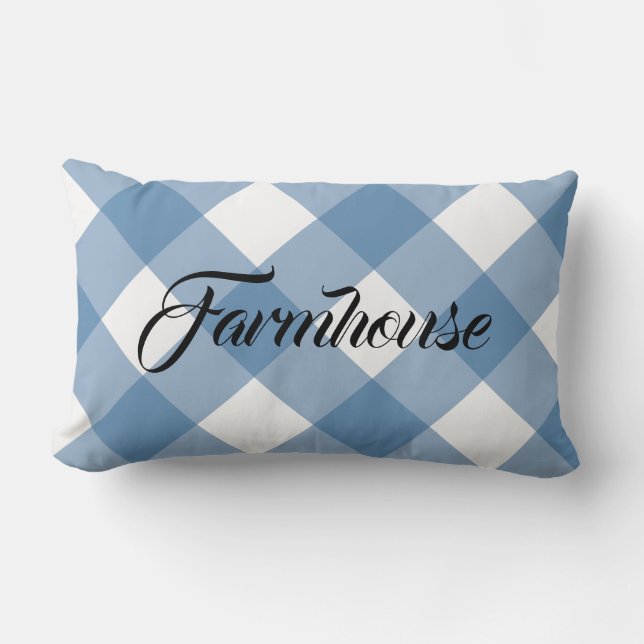 FARMHOUSE GINGHAM LUMBAR PILLOW LUMBARKUDDE (Framsida)