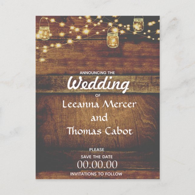 Farmhouse Glam Spara datumet för Rustic-vykort Vykort (Framsida)