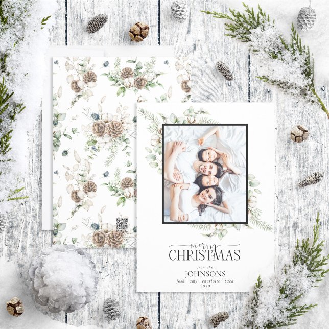 Farmhouse Greenery God jul Photo Helgdag C Julkort (Skapare uppladdad)