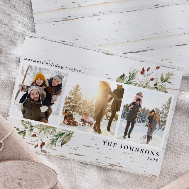 Farmhouse Greenery Neutralt Photo Collage Julkort (Skapare uppladdad)