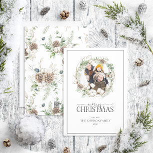 Farmhouse Greenery Wandey God jul Photo Ho Julkort