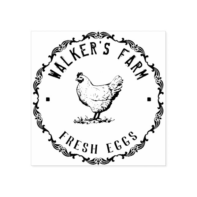 Farmhouse Hen | Personlig Egg Rubber Frimärke Stämpel (Tryck)