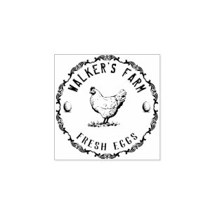 Farmhouse Hen   Personlig Egg Rubber Frimärke Stämpel