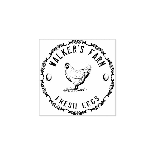 Farmhouse Hen | Personlig Egg Rubber Frimärke Stämpel (Tryck)