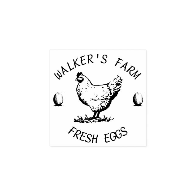 Farmhouse Hen | Personlig Egg Rubber Frimärke Stämpel (Tryck)