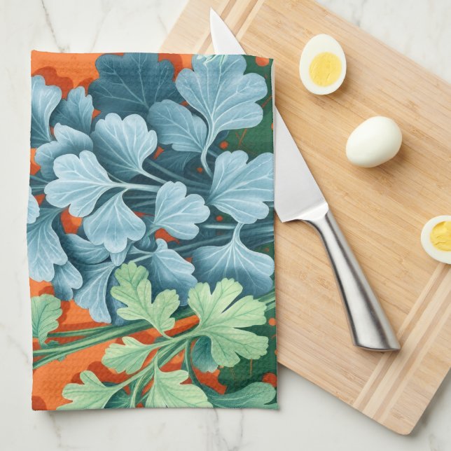 Farmhouse Herb Block Print Kitchen Towel Kökshandduk (Vikt i Fjärdedel)