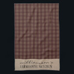 Farmhouse Homespun Pput Family Namn Kökshandduk<br><div class="desc">Farmhouse Homespun Plagt Family Dish Towel Namn - Dishtowel har burgundy homespun plaid accated with linen. Unik diskhandel har din familj namn med FARMHOUSE KITCHEN i rustik typografi. Dishtowel kommer att ingå i en samling.</div>