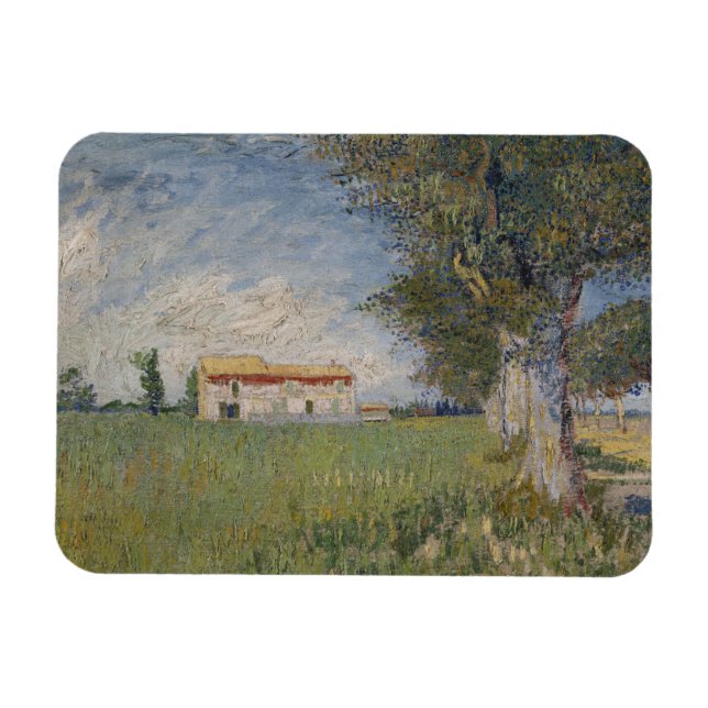 Farmhouse i Wheatfield av Vincent Van Gogh Magnet (Horisontell)