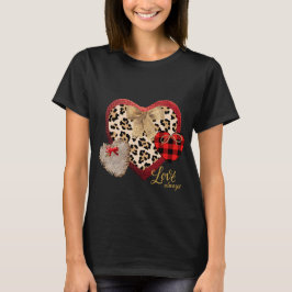 Farmhouse Inspired Hearts Play Cheetah Burlap T Shirt