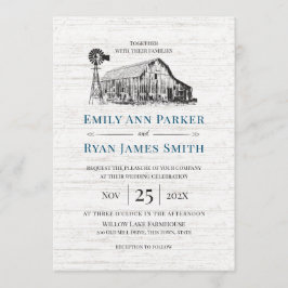 Farmhouse Land Barn Sketch Inbjudningar