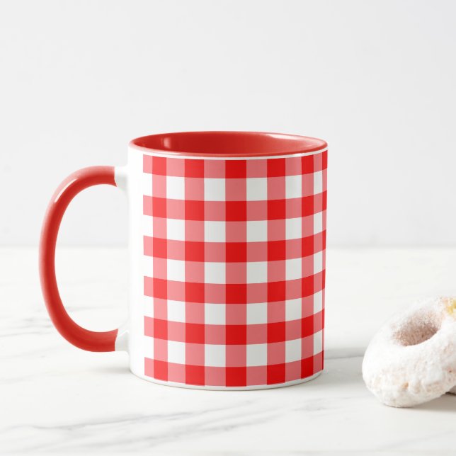 Farmhouse Land Red Gingham Check Combo Mugg (Med munk)