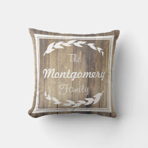 Farmhouse Laurel Sprigs Barn Wood Family Namn Kudde