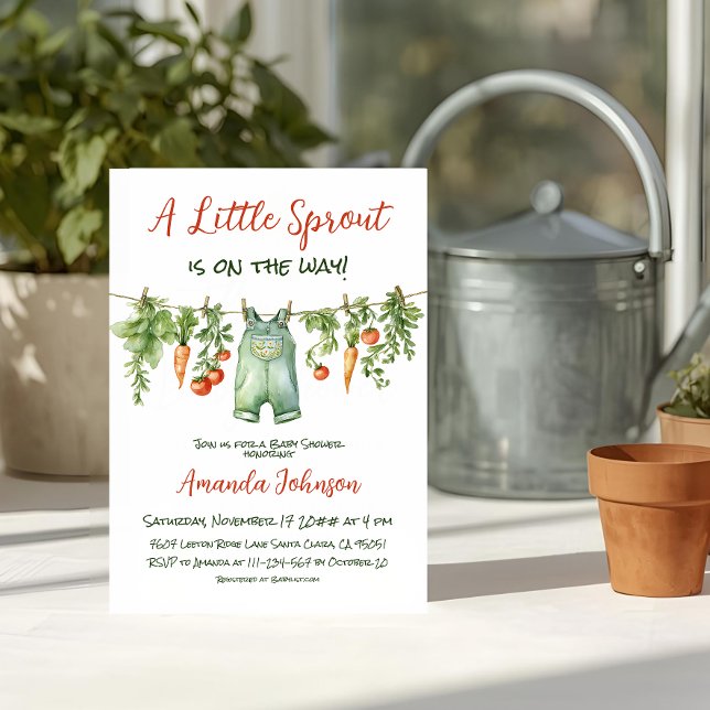 Farmhouse Little Sprout Clothesline Baby Shower Inbjudningar (Skapare uppladdad)