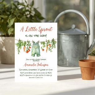 Farmhouse Little Sprout Klädstreck Bebis Shower Inbjudningar