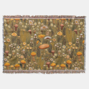 Farmhouse Mushroom Embroidery liknar Blanket Filt