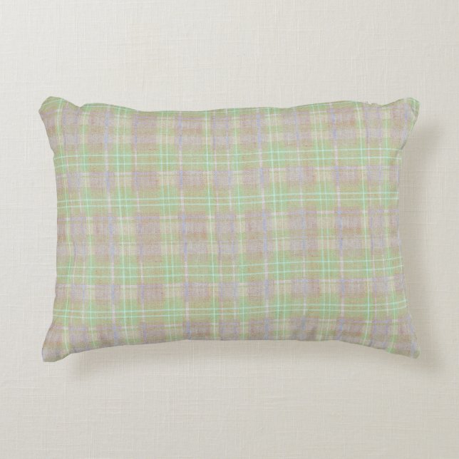 Farmhouse Neutral Sage Plaid Prydnadskudde (Framsidan)