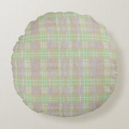 Farmhouse Neutral Sage Plaid Rund Kudde
