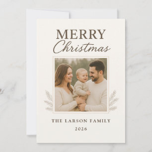 Farmhouse Neutralt Rustic Family Photo-jul Julkort
