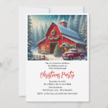 Farmhouse och röd lastbil julfest