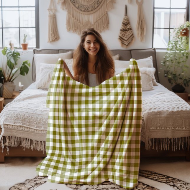 Farmhouse Olive-Green and White Buffalo Plaid Fleecefilt (Skapare uppladdad)