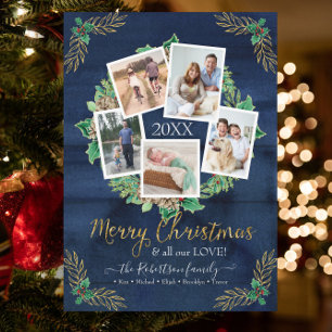Farmhouse Photo Wandejul Juli Rustic Navy Wood Julkort
