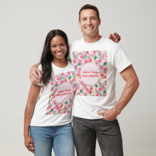 Farmhouse Picnic Watermelon Hearts Rosa Gingham T Shirt