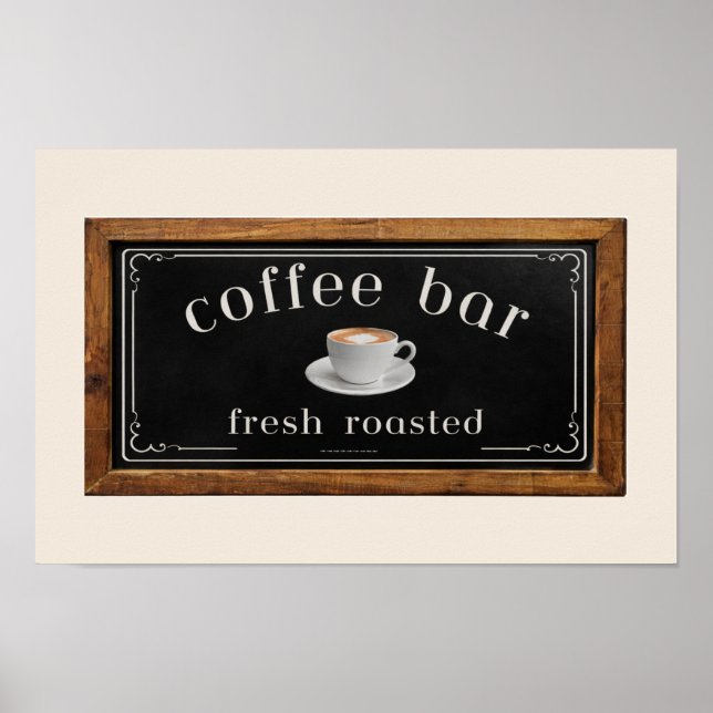 Farmhouse-plakat Kaffebar skylt – Kaffeestation  (Framsidan)