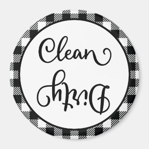 Farmhouse Play Black White Clean Dirty Dishwasher Magnet