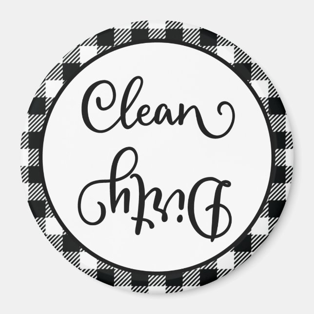 Farmhouse Play Black White Clean Dirty Dishwasher Magnet (Framsidan)