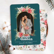 Farmhouse Poinsettia Newlyged Arched Bröllop Photo