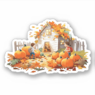 Farmhouse Pumpkins Fall Sticker Klistermärken