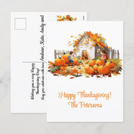 Farmhouse Pumpkins Happy thanksgiving Helg Vykort