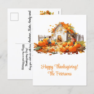 Farmhouse Pumpkins Happy thanksgiving Helg Vykort