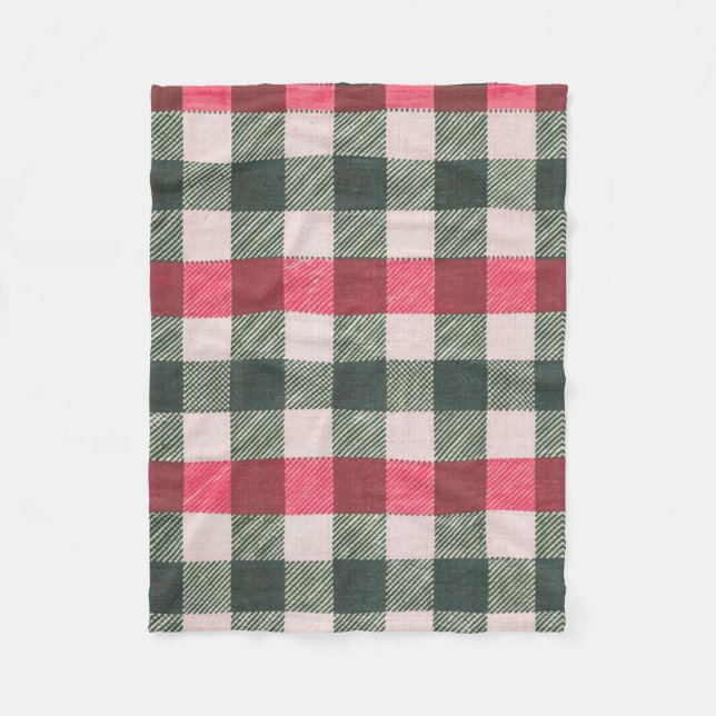 Farmhouse Red and Grönt Gingham Fleecefilt (Framsidan)