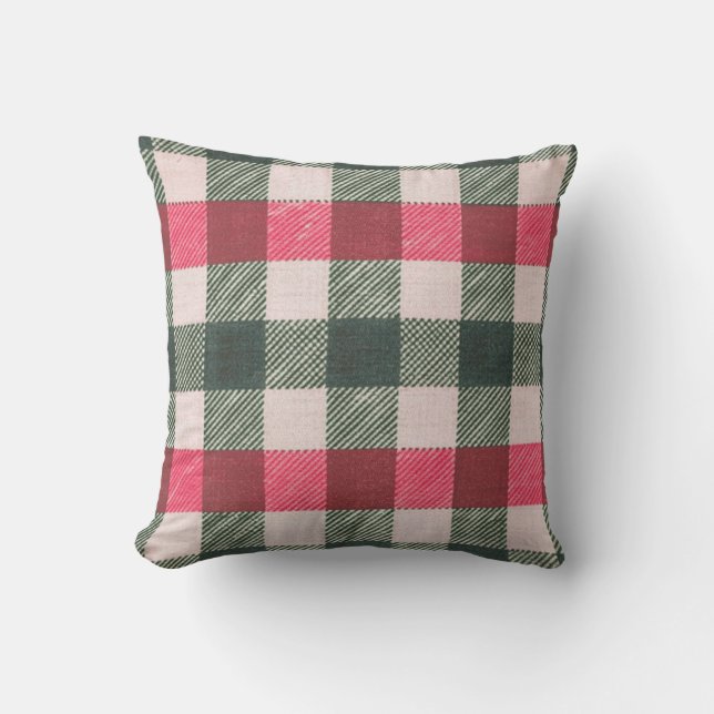 Farmhouse Red and Grönt Gingham Kudde (Framsida)