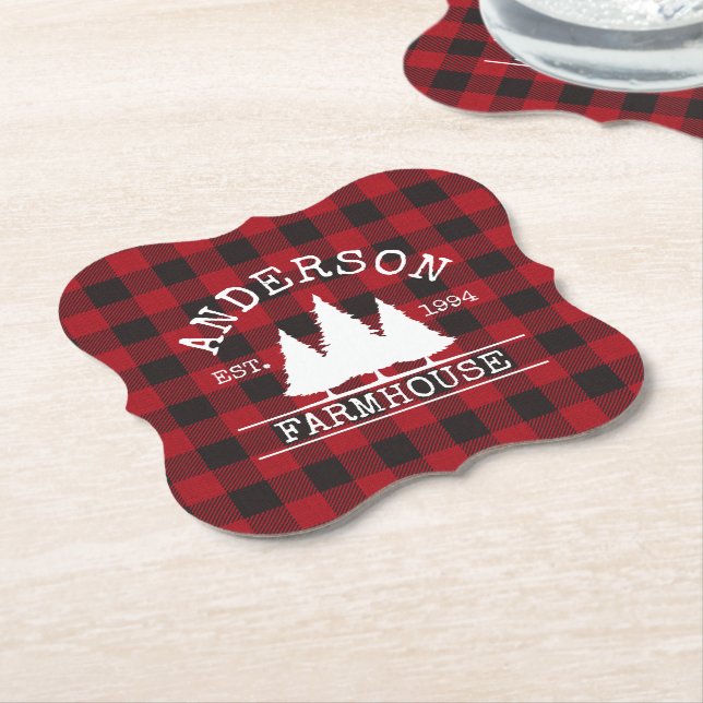 Farmhouse Red Buffalo Play Family Namn Underlägg Papper (Vinklad)
