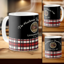 Farmhouse Röd Plaid Familjefoto Minnessaker Kaffe