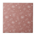 Farmhouse Rosa Mauve Blommigt Ceramic Tile Kakelplatta<br><div class="desc">Vitblommor och löv från Söta hand plockade på land rosa/mauve-jordbrukshus. 100 % kundtillfredsställelse med "Zazzle" varje dag.</div>