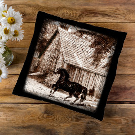 Farmhouse Rustic Barn Horse Kudde